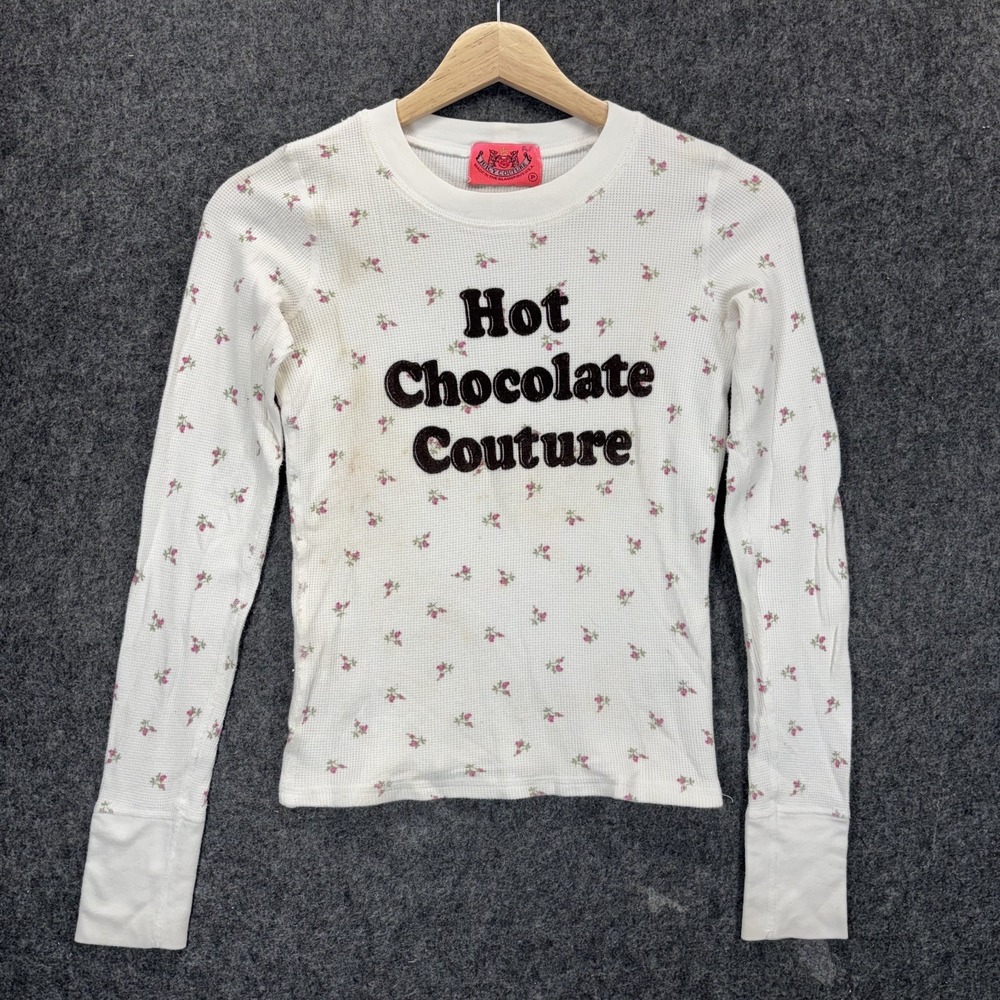 Vintage 90s Juicy Couture Vintage Thermal Shirt Hot Chocolate White Women Petite